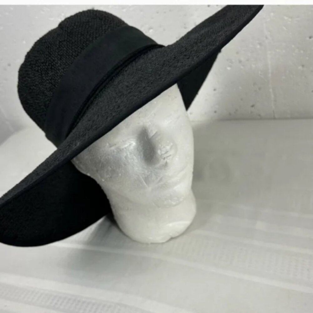 San Diego Hat Co. | NEW Four Buttons Black Straw Wide Brim Hat - Picture 4 of 14